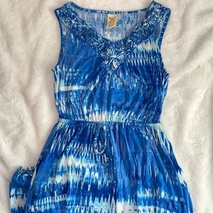 Maxi dress knit v neck faded glory blue tie dye maxi dress